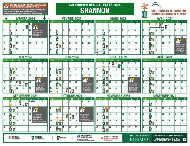 CALENDRIERS DES COLLECTES 2024 RRGMRP Shannon